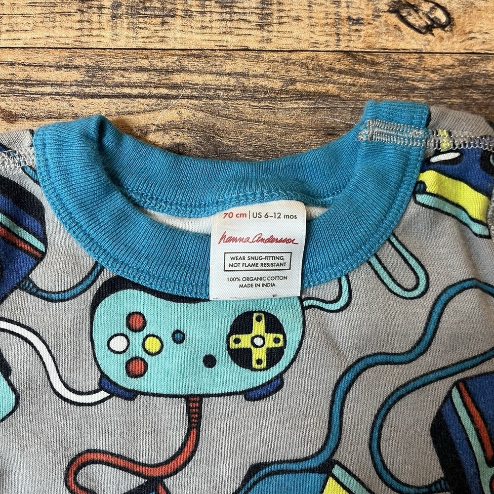 Hanna Andersson Organic Cotton Pajamas Unisex Baby 6-12m Gamer Controllers - Picture 3 of 8